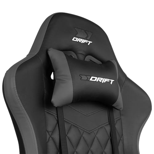 DRIFT GAMING DR35 – Silla Gaming Ergonómica Profesional con Reposabrazos 2D Ajustables, Soporte Lumbar y Cervical, Reclinable 135°, Tapizado en Cuero Sintético, Ruedas Silenciosas, Negra-Gris - imagen 6