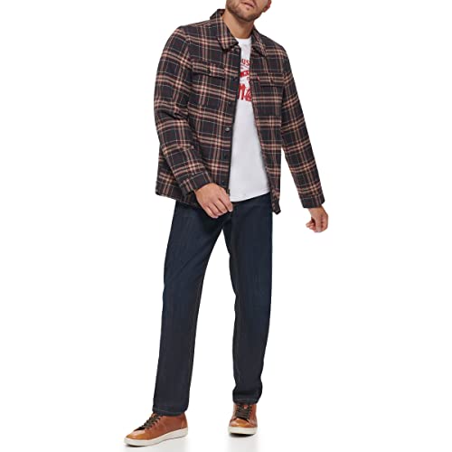 Image of Levi's mens Plaid Sherpa Lined Hooded Shirt Jacket (Regular & Big & Tall Sizes)