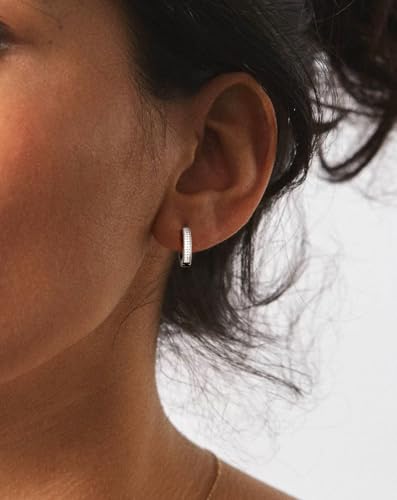 Iced Out Hoop Earrings Moissanite Earrings Mens Women Lab Diamond Small Huggies Cross Dangle Cartilage S925 18K Gold Plated Hypoallergenic Hip Hop Earring with VVS1 GRA Certified 15MM4