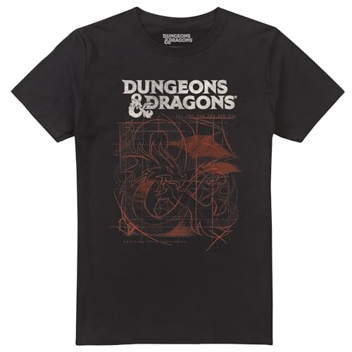 T-shirt Donjons et Dragons sketch t shirt mixte noir en coton pour fan de jeux de rôle