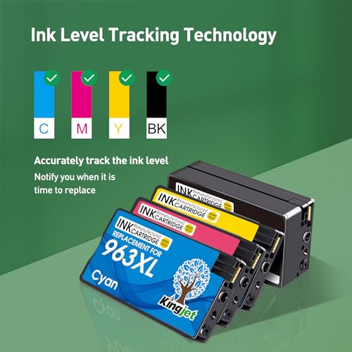 KINGJET 963XL Ink Cartridges Multipack Remanufactured for HP 963 963XL Ink Cartridges for HP Officejet Pro 9010 9012 9013 9014 9015 9016 9018 9019 9020 9022 9025 (Black Cyan Magenta Yellow) - Image 2