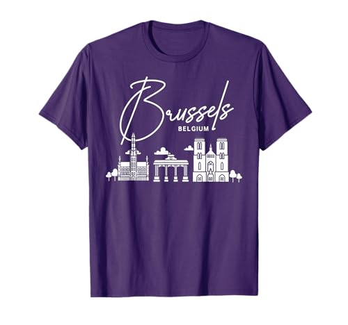 Brussels Belgium City Skyline Map Travel T-Shirt