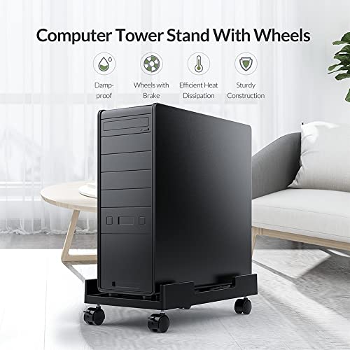 Soporte móvil para torres de PC, base refrigerante para CPU con 4 ruedas giratorias, apto para escritorio miniatura 6