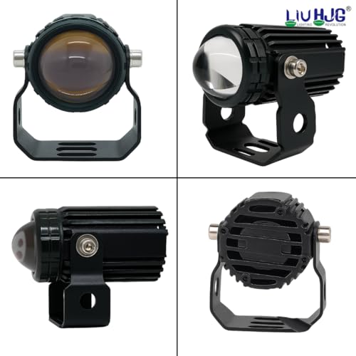 Image of LIU HJG Mini Drive Dual Color LED Fog Light 40W | Yellow /White Fog Lamp with Red Devil Eye | 9V Universal Fit for Car & Bike | Durable Waterproof Driving Light | Pack of 2