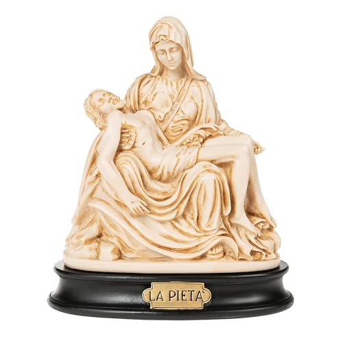 Ivory Piet Statue on Black Stand 9.5 inch Inspired Virgin Mary & Christ Sculpture Catholic Home Dcor & Religious Gift Elegant Blessed Mother Figurine