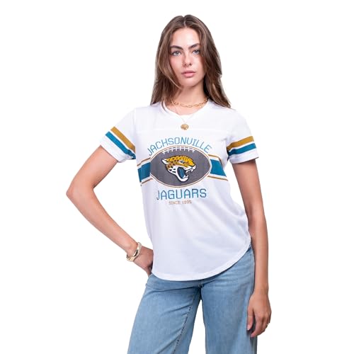Ultra Game NFL Official Women's Super Soft Mesh Jersey T-Shirt, Jacksonville Jaguars, White, Medium