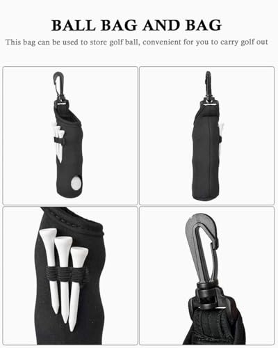 JEXOWIQ Golfballs Tragetasche,2 pcs Golfballhalter,Ball Tasche Tee Tasche Neopren Ball Tasche Halter Clip Utility Pouch,Tees Halter Tragetasche Tragetasche Gürtel Tasche Sport Zubehör,schwarz, blau
