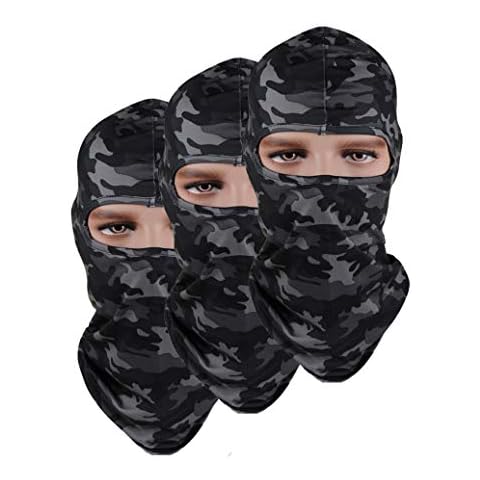 Pack of 3 Breathable Stretch Hat Outdoor Fishing Hunting Camouflage Airsoft Thin Ski Balaclava Motorcycle Mask Cover