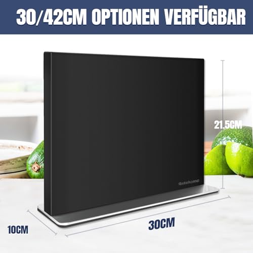Rekehome Messerblock magnetischer ohne Messer, 30 cm Schwarz Messerhalter magnetisch aus 304 Edelstahl, beidseitig starker Magnet Knife Holder für eine aufgeräumte Küche 5