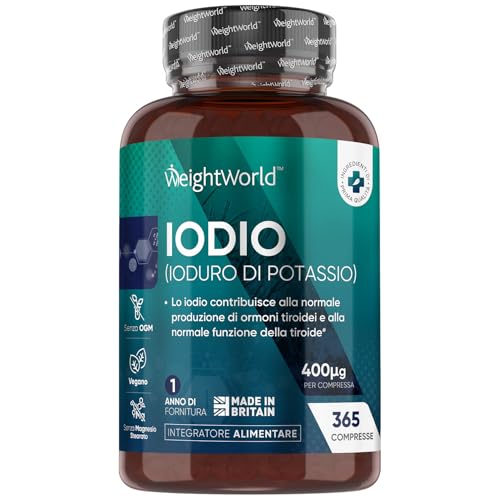 Iodio Integratore, 365 Compresse Vegane, 1+ Anno, Ioduro di Potassio, Lo Iodio Contribuisce alla...