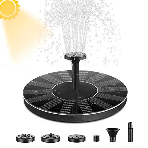 Winkeyes Solar Water Fountain Pump, 1.4W Circle Solar Powered Fountain Pump Floating Fountain, Upgraded Submersible Fountain Pump Panel with 6 Nozzles for Bird Bath, Small Pond, Garden and Fish Tank