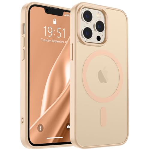 Image of SUPFINE Magnetic for iPhone 13 Pro Case (Compatible with MagSafe) (Military Grade Drop Protection) Slim Translucent Matte Shockproof with Anti-Fingerprint Phone Case,Sand Pink