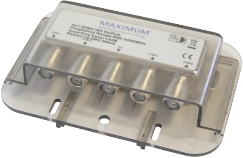 Maximum DiSEqC 4/1 - Switch para equipos por satlite (4 puertos coaxiales, 75 Ohmios), gris
