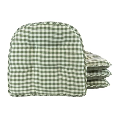 Klear Vu Lot de 4 Coussins antidérapants pour Chaise de Salle à Manger, Motif Vichy, pin