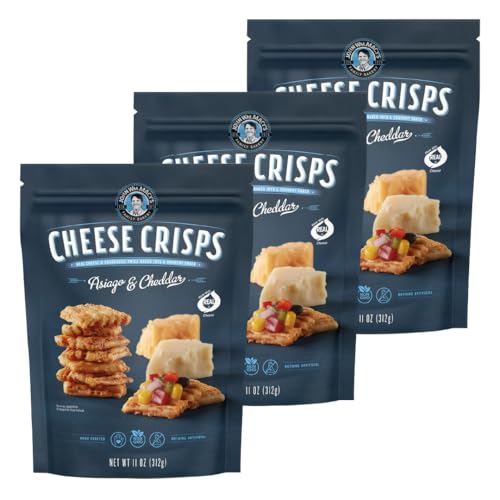 John Wm. Macys All Natural Asiago & Cheddar Cheese Crisps 11 oz (Pack of 3)