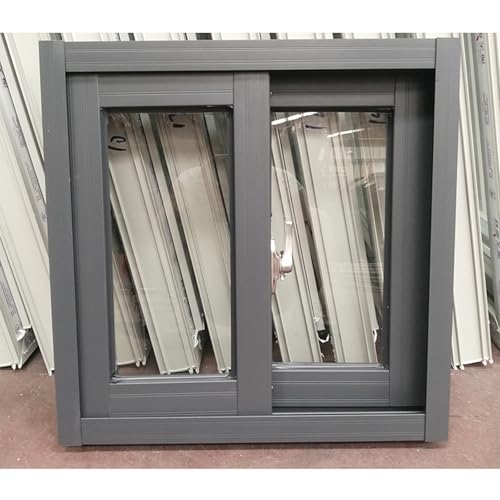 Ventana Correderas Ventana Deslizante W / Cerradura De Guillotina & Mosquitera Desmontable, Montaje Empotrado Ventana Para Sustituir Ventanas De Sótano, Negro Marco De Aluminio(WxH-44'x19'(112x48cm))