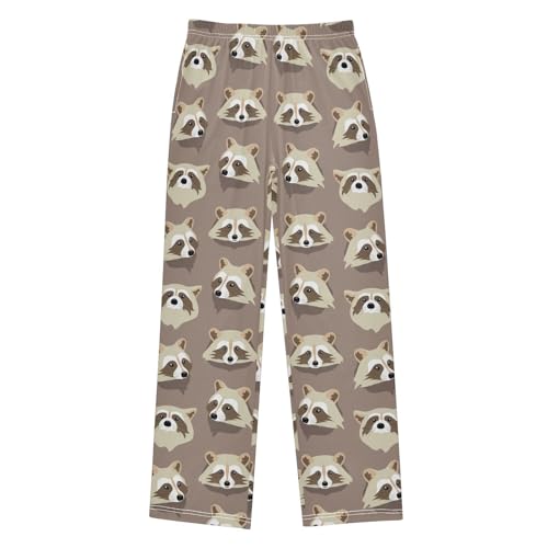 Raccoon Head Boys Long Pants Soft Trousers Elastic Waist Kids Lounge Bottoms with Pockets S-XL