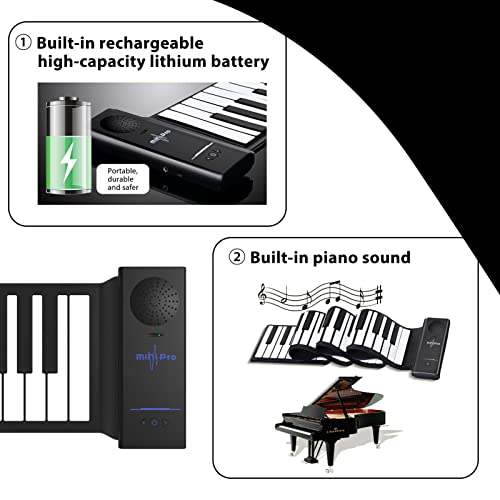 Qepakui Clavier de Piano | Clavier de Piano Pliant – Clavier Pliable de Piano numérique de qualité sonore Unique avec pédale de Sustain, câble USB - Les Beatles, Paul McCartney, John Lennon, RIngo Starr, George Harrison Qepakui Clavier de Piano | Clavier de Piano Pliant - Clavier Pliable de Piano numérique de qualité sonore Unique avec pédale de Sustain, câble USB – Image 4
