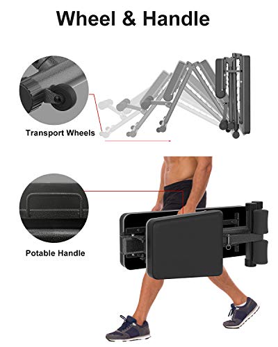 BARWING YouTen 4way Adjustable Bench Full Body Workout Decline/Flat/Incline Bench for Home Gym Black