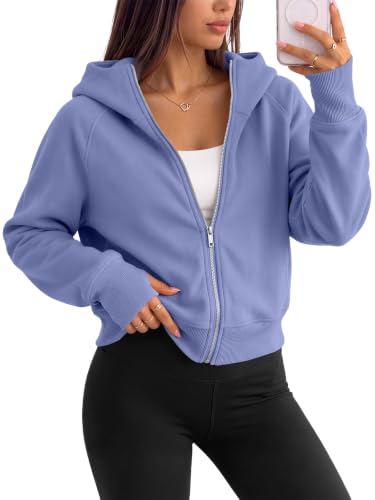 Image of Trendy Queen Womens Zip Up Hoodies Cropped Jackets Fall Clothes 2026