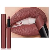 JUAAZIN Reddish Brown Matte Lipstick Crayon, Soft Focus Misty Finish - High Pigment, Waterproof Long Lasting, Moist Inside Non-Drying, Silky Smooth Velvet Texture for Women (6 Vibrant Colors)