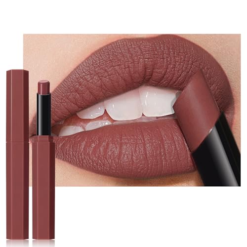 JUAAZIN Reddish Brown Matte Lipstick Crayon, Soft Focus Misty Finish - High Pigment, Waterproof Long Lasting, Moist Inside Non-Drying, Silky Smooth Velvet Texture for Women (6 Vibrant Colors)