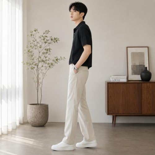 Generic Men's Korean Style Straight Fit Beige Trouser - Image 3