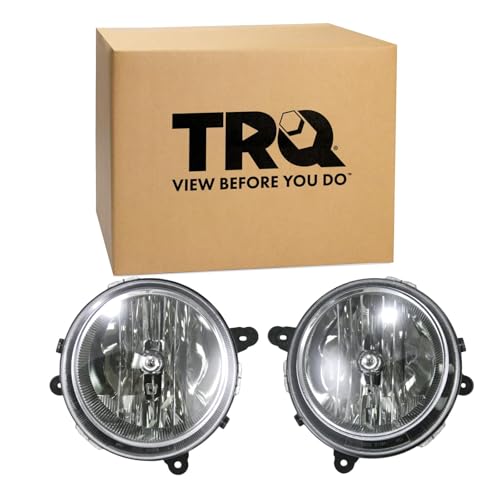 Image of TRQ Driver and Passenger Side Headlight Assembly Set Compatible with 2007-2010 Jeep Compass without Automatic Leveling Headlights 2007-2017 Jeep Patriot without Automatic Leveling Headlights