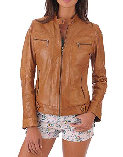 brandMe Women's Leather Jacket Pure Lambskin Biker Bomber Leather Jacket2