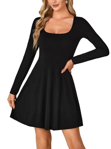 LYANER Women's Long Sleeve Mini Dress Loose Casual Empire Waist Above Knee Length Dresses2