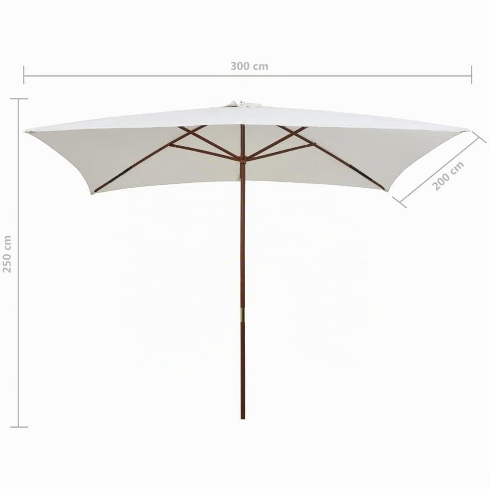 OMBRELLONE RETTANGOLARE IN LEGNO E TELO IN POLIESTERE 2X3 MT PER ARREDO GIARDINO