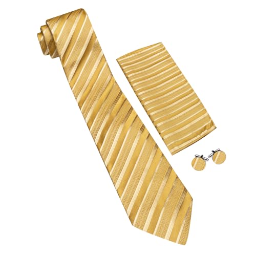 Image of Barry.Wang Mens Tie Set Plaid Check Neckties Formal Business Wedding Luxury Pocket Square Cufflinks