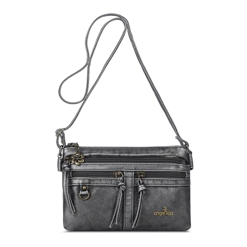 Image of Angel Kiss Small Crossbody Bag for Women Leather Crossbody Purse Triple Compartments Cell Phone Purse Shoulder Bags for Women
