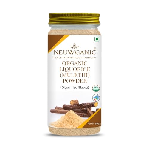 Neuwganic - Organic Liquorice Powder - Mulethi Powder - India Organic and USDA Organic Certified - Ideal For Making Kadha/Herbal Teas - 500 Gm
