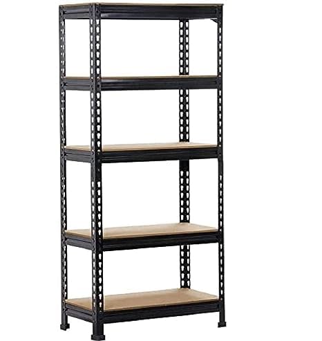 Image of 72 * 36 * 15 Inches 5 Shelves Black Matte Finish Adjustable Shelving Unit Storage Utility Display Rack and Shelf Steel Boltless Rivet Rack