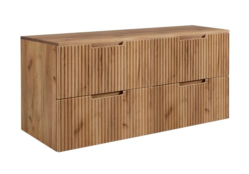 3E 3xE living.com Meuble de Salle de Bain, chêne Craft 160 (2 x 80) x 58,6 x 46 cm