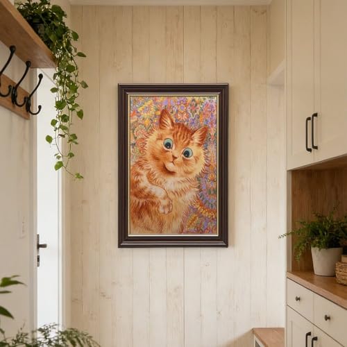 Chat roux Louis Wain impression sur toile 20x30 cm cadre suspendu - 6