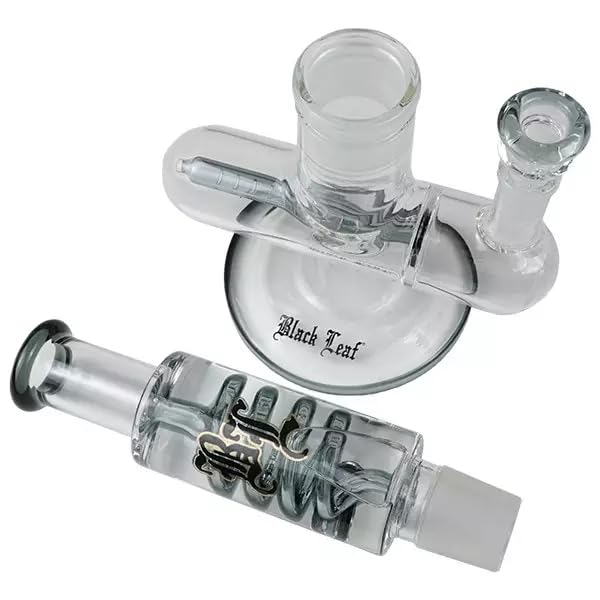 Inline Slit Black Leaf - Bong gel enfriador con espiral | Pipa de agua para fumar (Grey)