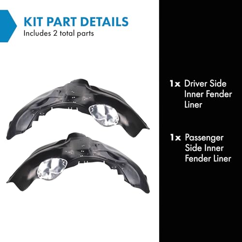 Image of TRQ Front Driver and Passenger Side Inner Fender Liner Set Compatible with 2011-2014 Ford F-150 Truck V6 3.5L