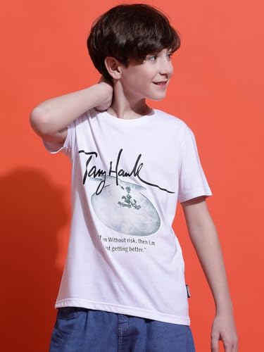 Image of Li'l Tomatoes Boys Cotton T-Shirt | Graphic Printed Half Sleeve Casual Summer Wear | Soft & Breathable | 9-16 Years