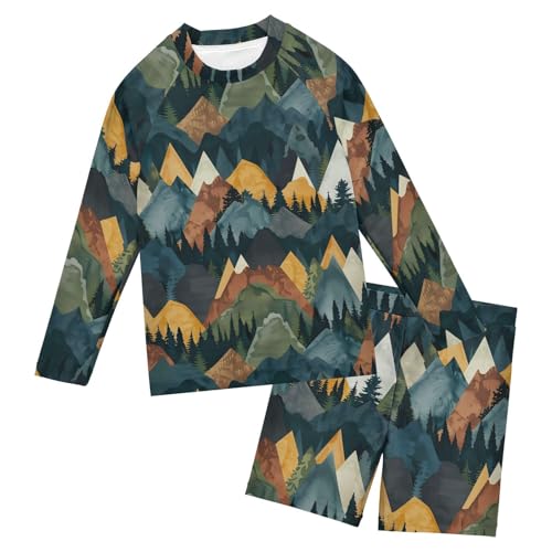 Traje de baño de manga larga con estampado de colores y protección solar infantil