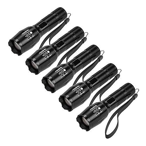 Modoao Tactical Torch Flashlight 5 Pack Outdoor Zoomable 1500 Lumens Handheld Tactical Flashlight with 5 Modes