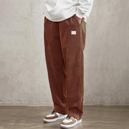 Corduroy Pants Men Straight Fit Big and Tall Casual Lounge Pants Uncuffed Open Bottom Sweatpants with Pockets2