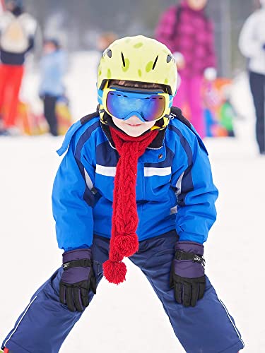 Image of SATINIOR 2 Pairs Kids Waterproof Winter Snow Gloves Ski Gloves for Boy Girl Outdoor Warm Thickening Snowboard