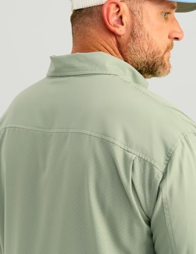 HUK Mens Tide Point Solid Long Sleeve Shirt, Button Down for Men, Fog Green, 3X-Large3