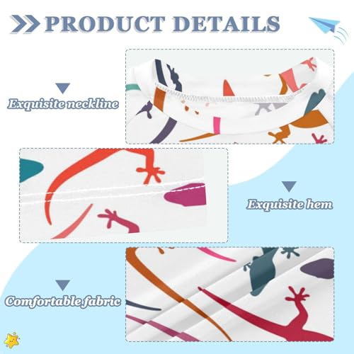 Aflyko Natural Kid Rashguard Shirt Rainbow Cute Lizard Boys Girls Swimsuit Top3