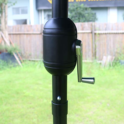 Sunnyglade 7.5' Patio Umbrella Outdoor Table Market Umbrella with Push Button Tilt/Crank, 6 Ribs (Dark Green) by Sunnyglade - Used condition - Image 4