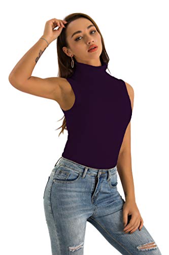 Image of Spicy Sandia Women Stretchable Turtleneck Knit Sleeveless Slim Fit Sweater