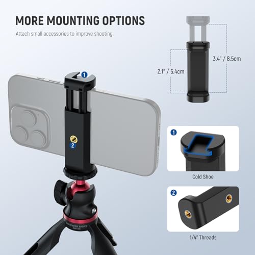 Image of NEEWER Entry Level Version Mini Tripod for Camera, 360 Small Desk Portable DSLR Webcam Cell Phone Mount Holder Stand Selfie Stick Grip Compatible with iPhone Samsung Android Video Recording, GM-2G