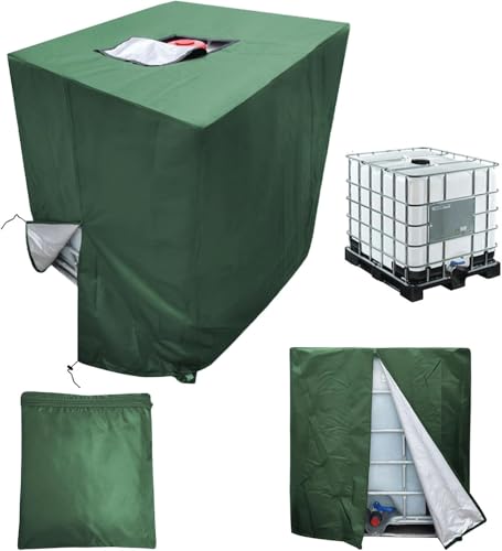 MOZMY IBC Tank Cover, 1000L, Waterproof, Polyester Cotton, Green, Zipper Closure, Water Resistant, Frost Protection, 120 x 100 x 116 cm